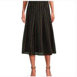 BURU METALLIC RAINBOW STRIPED MIDI SKIRT SIZE XL NWT